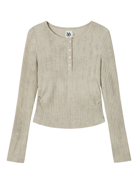 B+ab Button Ribbed Top - Neutrals 