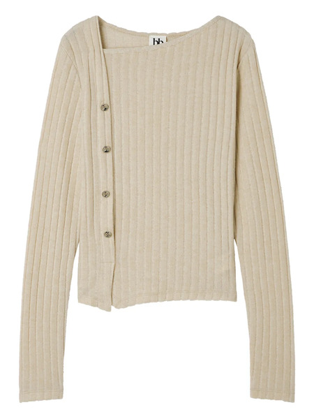  B+ab Buttoned Ribbed T-shirt - Neutrals 