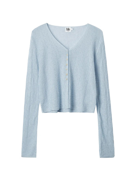  B+ab Buttoned V-neck Cardigan - Blue 