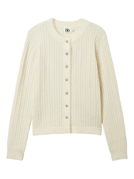  B+ab Cable Knit Button Cardigan - Neutrals 