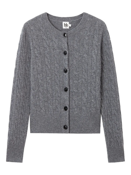  B+ab Cable-knit Buttoned Cardigan - Grey 