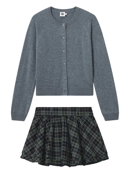  B+ab Cardigan Skirt Set - Grey 
