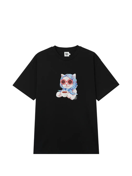  B+ab Cat-graphic T-shirt - Black 