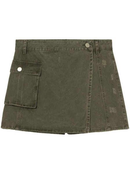  B+ab Distressed-effect Panelled Shorts - Green 