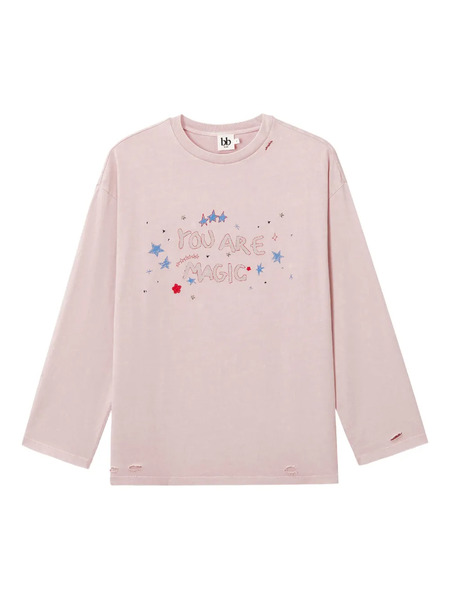  B+ab Distressed Long-sleeve Top - Pink 