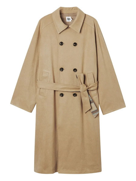  B+ab Double-breasted Belted Coat - Neutrals 