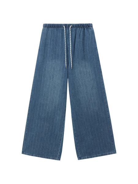  B+ab Drawstring-fastening Pinstripe Trousers - Blue 