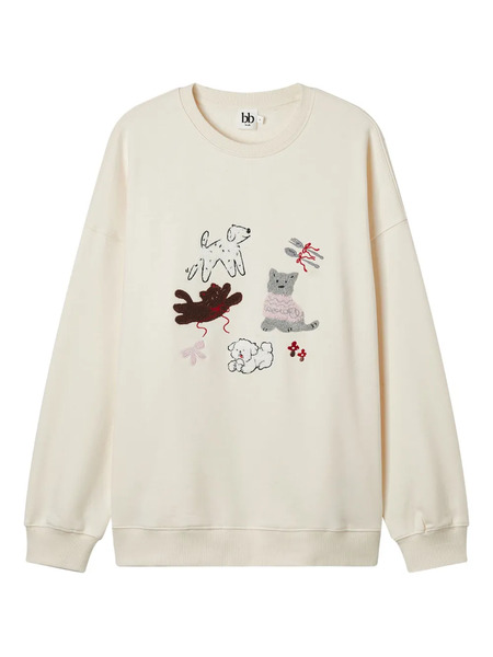  B+ab Embroidered Sweatshirt - Neutrals 