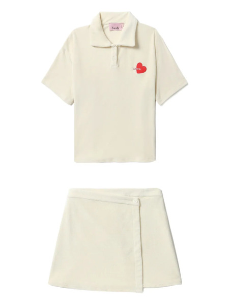  B+ab Heart-embellished Skirt Set - Neutrals 