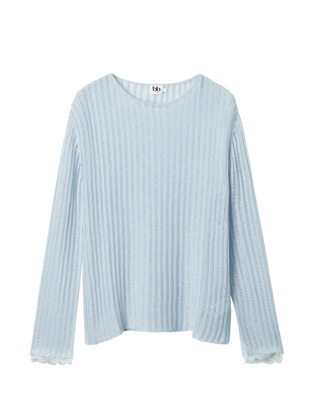  B+ab Lace-trim Long-sleeve Sweater - Blue 