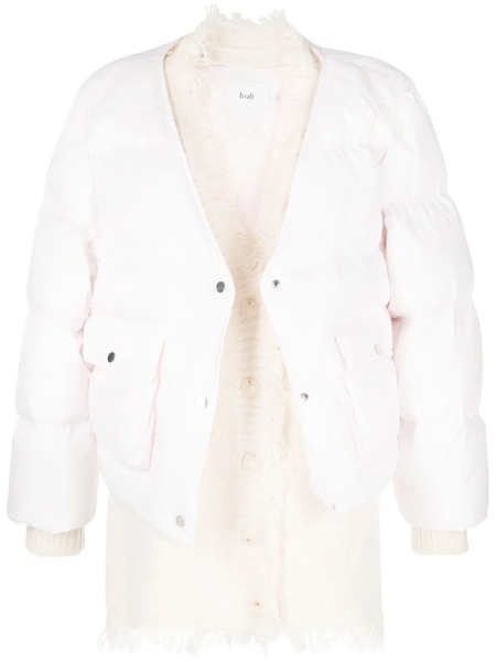  B+ab Layered Frayed Puffer Jacket - Pink 
