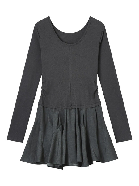 B+ab Long-sleeve Ruffled Dress - Grey 