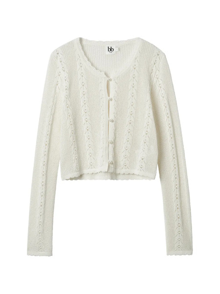  B+ab Openwork Long-sleeve Cardigan - Neutrals 