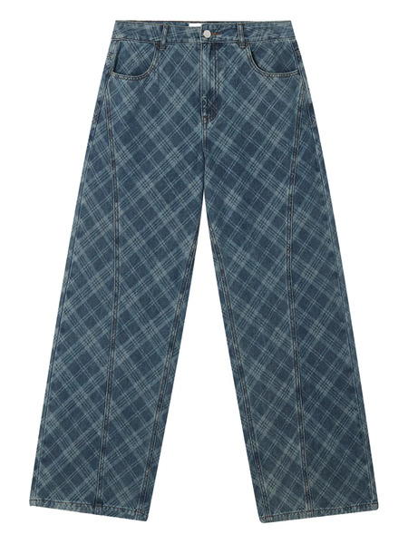  B+ab Plaid Denim Jeans - Blue 