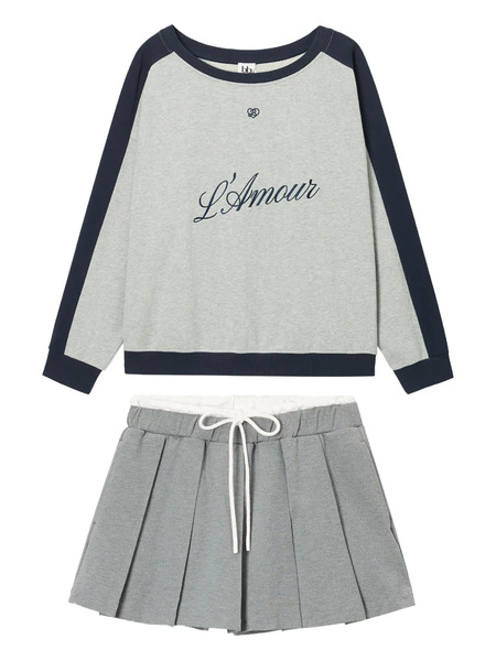  B+ab Pleated Skirt Set - Grey 