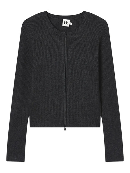  B+ab Ribbed Zip-front Cardigan - Grey 