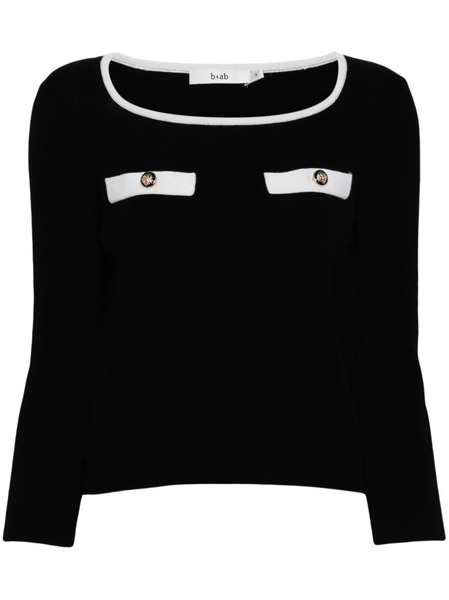  B+ab Round-neck Cropped Knitted Top - Black 