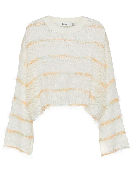  B+ab Round-neck Long-sleeved Knitted Top - Neutrals 