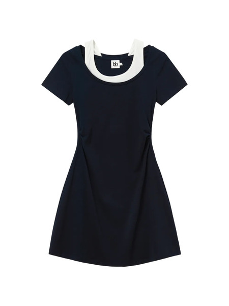  B+ab Round-neck Mini Dress - Blue 