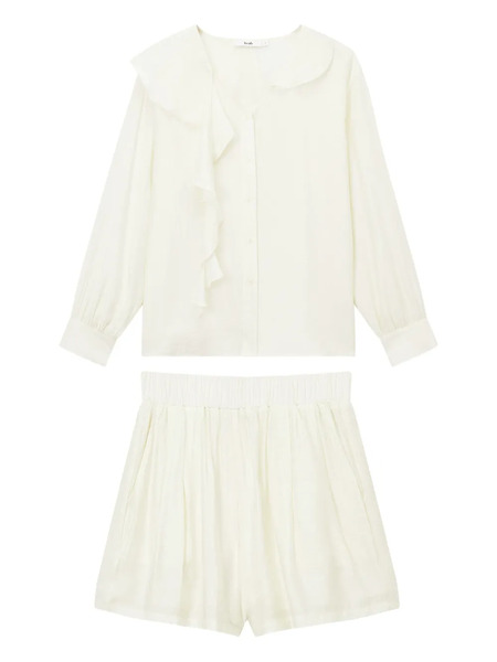  B+ab Ruffle-detail Blouse And Shorts Set - Neutrals 