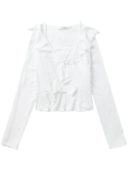  B+ab Ruffled Top And Cardigan Set - White 