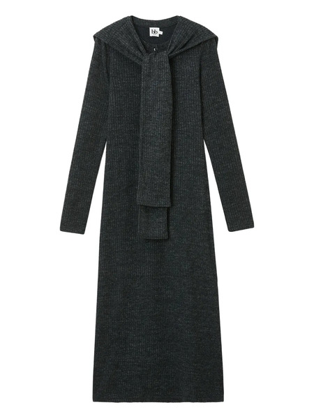  B+ab Scarf-detail Half-button Dress - Grey 