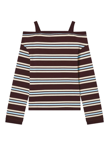  B+ab Striped Off-shoulder Top - Blue 