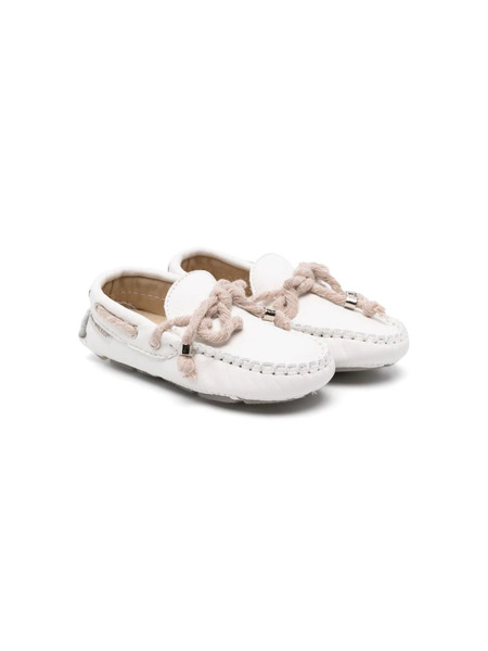  Babywalker Bow-detail Leather Mocassins - Neutrals 