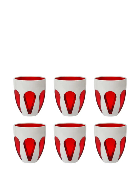  Baci Milano Aqua Droplet-pattern Cups (set Of Six) - Red 