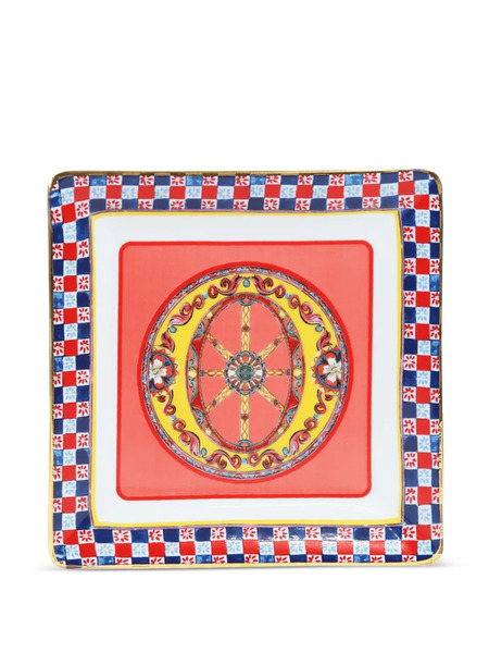  Baci Milano Floral-pattern Decorative Tray (15cm X 15cm) - Red 