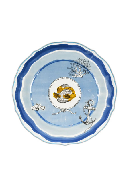  Baci Milano Scalloped-edge Fish Plate - Blue 