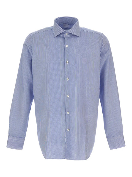 Bagutta Striped-pattern Button-fastening Shirt - Blue 