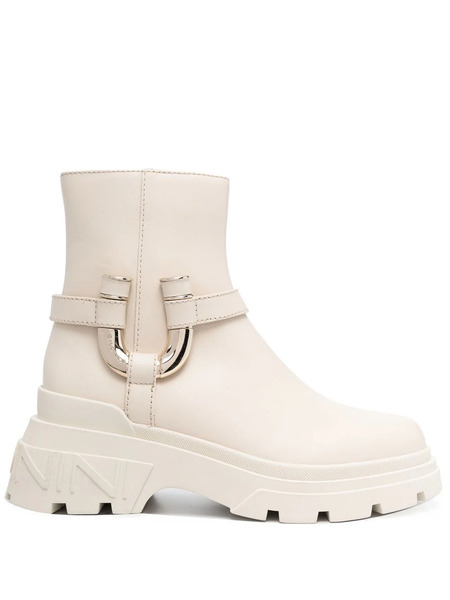  Baldinini Chunky Sole Leather Ankle Boots - Neutrals 
