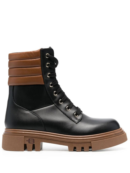  Baldinini Leather Combat Boots - Black 
