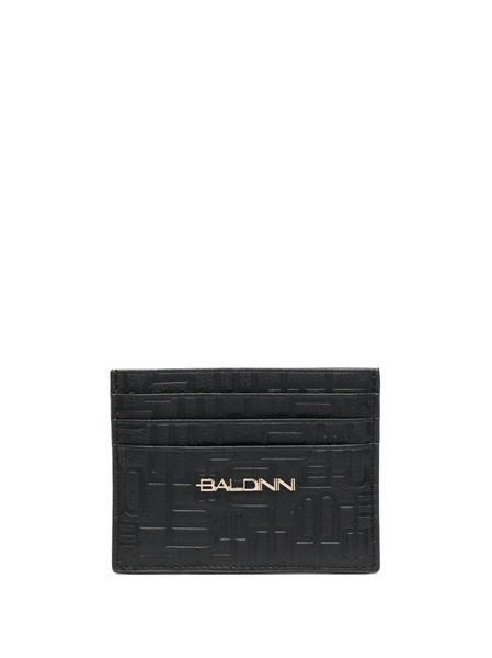  Baldinini Monogram-pattern Leather Card Holder - Black 