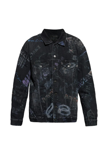  Balenciaga Buttoned Printed Jacket - Black 