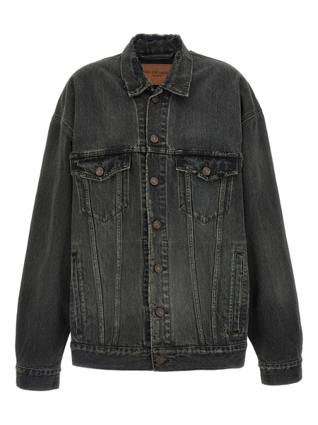  Balenciaga Distressed Denim Jacket - Grey 
