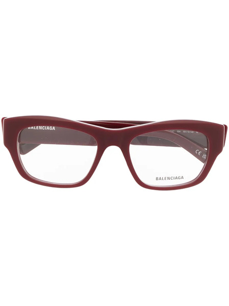  Balenciaga Eyewear Logo-print Rectangle-frame Glasses - Red 