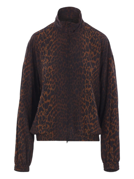  Balenciaga Leopard-print Zip-up Jacket - Brown 