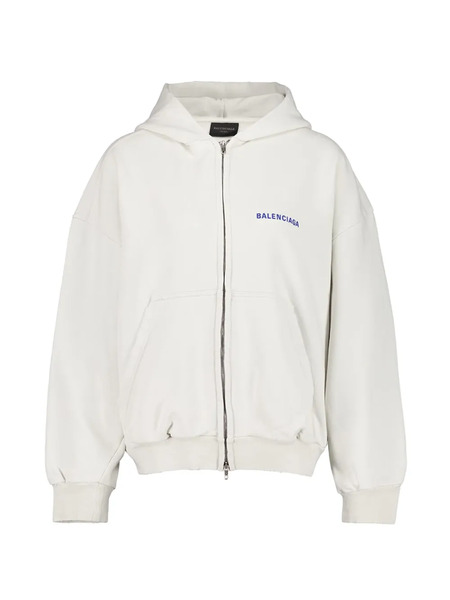  Balenciaga Logo-embroidered Zip-up Hoodie - White 