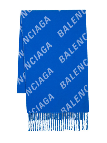  Balenciaga Logo-jacquard Wool Scarf - Blue 