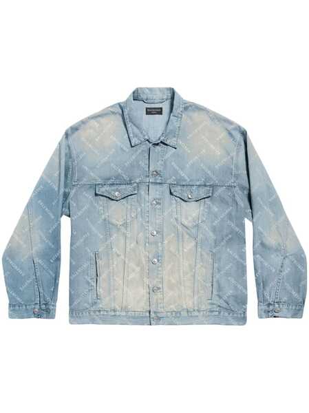  Balenciaga Logo-print Denim Jacket - Blue 