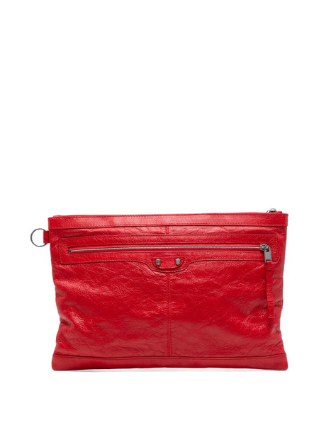  Balenciaga Pre-owned 2017 Lambskin Motocross Classic Clip L Clutch Bag - Red 