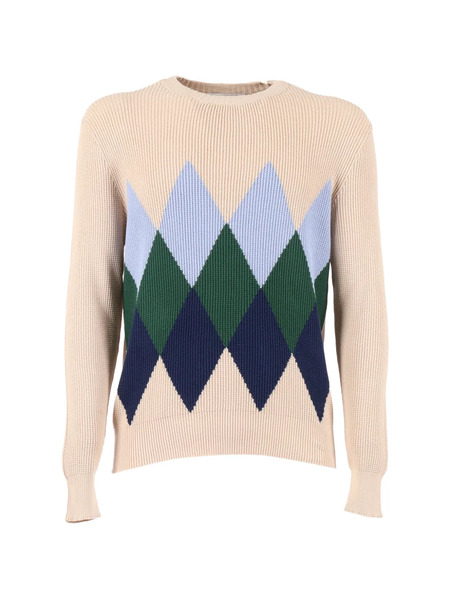  Ballantyne Argyle Crewneck Jumper - Neutrals 