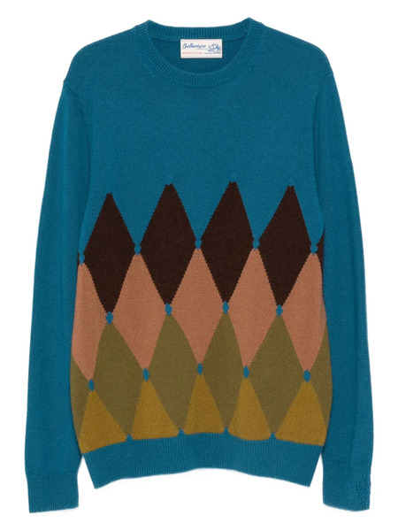  Ballantyne Argyle-knit Crew-neck Sweater - Blue 