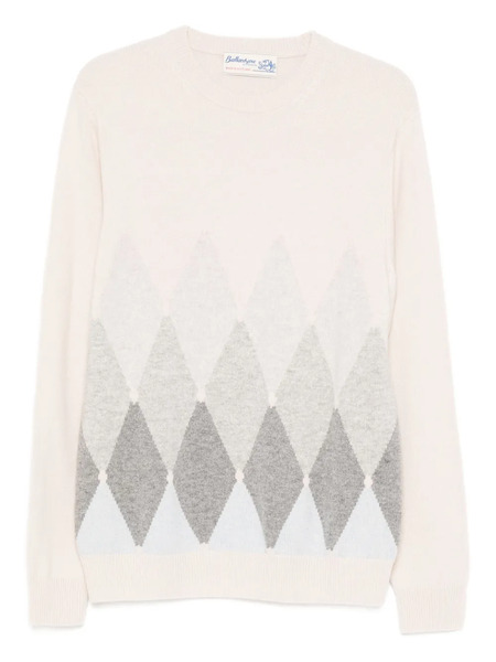  Ballantyne Argyle-knit Crew-neck Sweater - Neutrals 