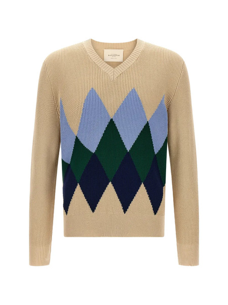  Ballantyne Argyle-pattern V-neck Sweater - Neutrals 