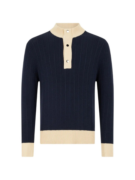  Ballantyne Buttoned Ribbed Pullover - Blue 