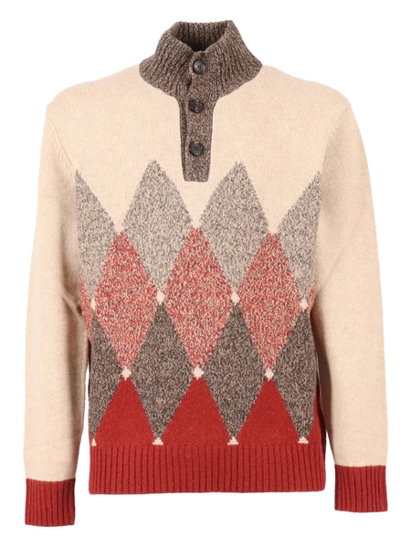  Ballantyne High-neck Diamond-pattern Wool Sweater - Neutrals 