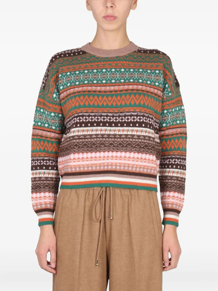  Ballantyne Patterned Long-sleeve Sweater - Brown 